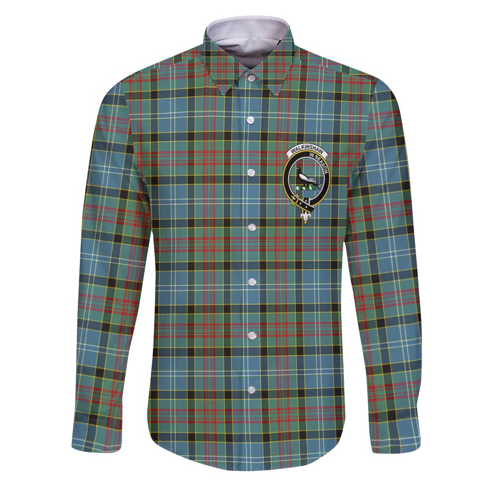 Clan Walkinshaw Tartan Long Sleeve Button Shirt Crest And Plaid Basic Style