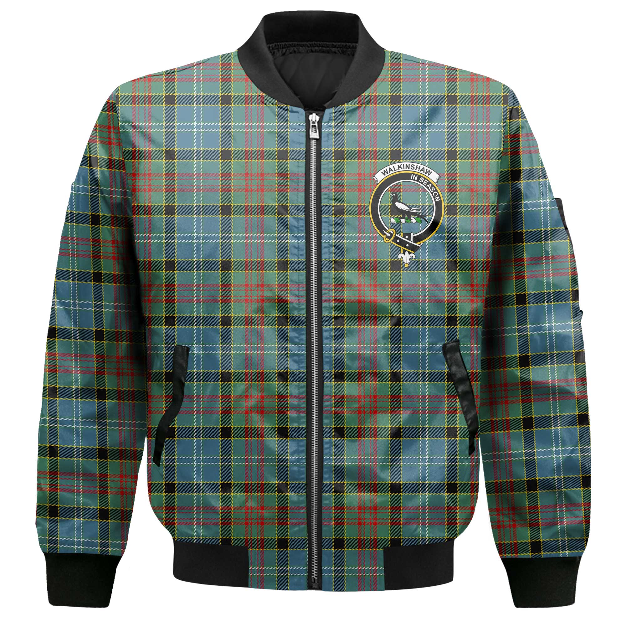 Clan Walkinshaw Tartan Women Bomber Jacket Crest And Plaid Basic Style