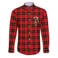Clan Wallace Tartan Long Sleeve Button Shirt Crest And Plaid Basic Style