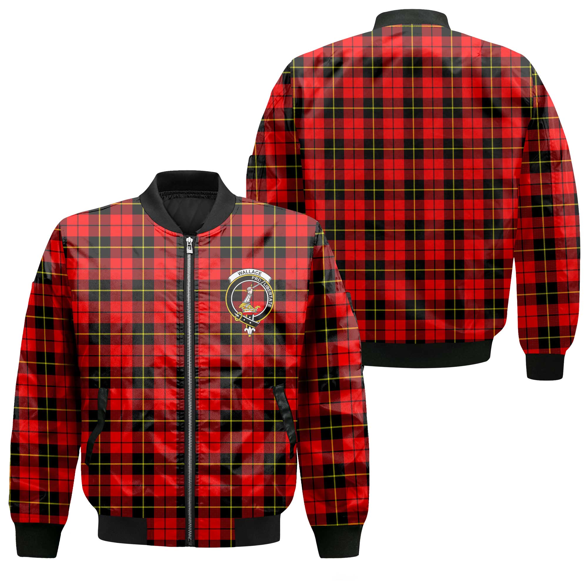 Clan Wallace Tartan Women Bomber Jacket Crest And Plaid Basic Style
