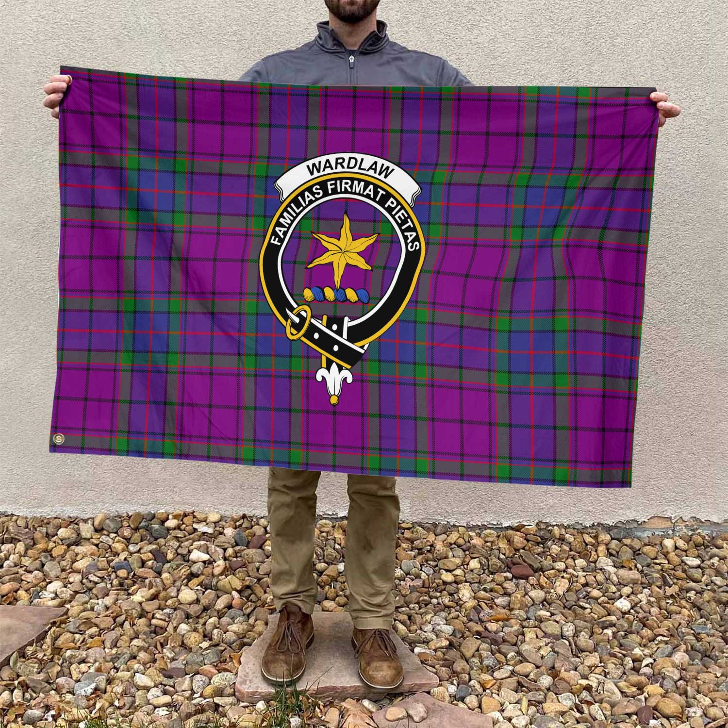 Clan Wardlaw Tartan Flag Crest And Plaid Basic Style