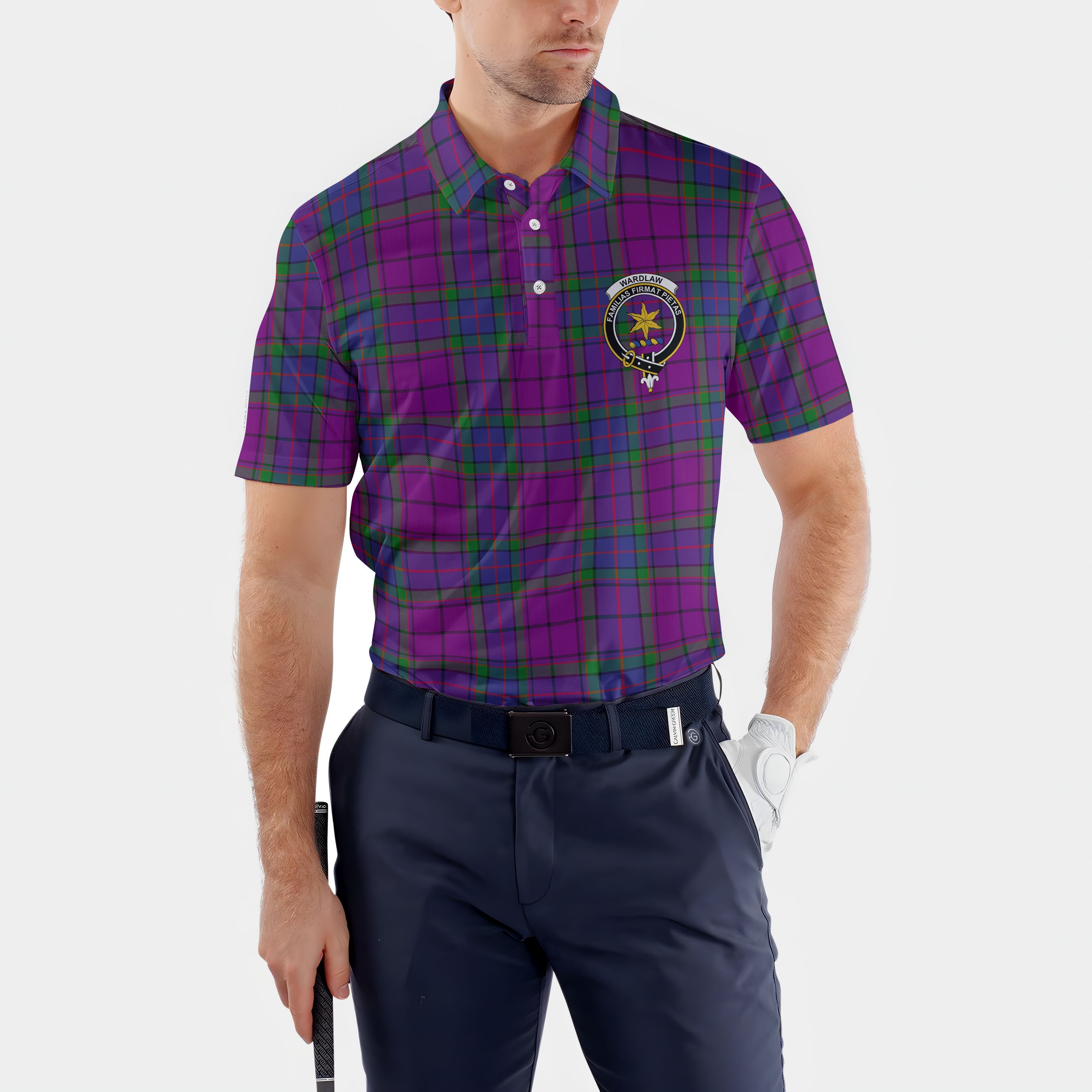 Clan Wardlaw Tartan Golf Men Polo Shirt Crest And Plaid Basic Style