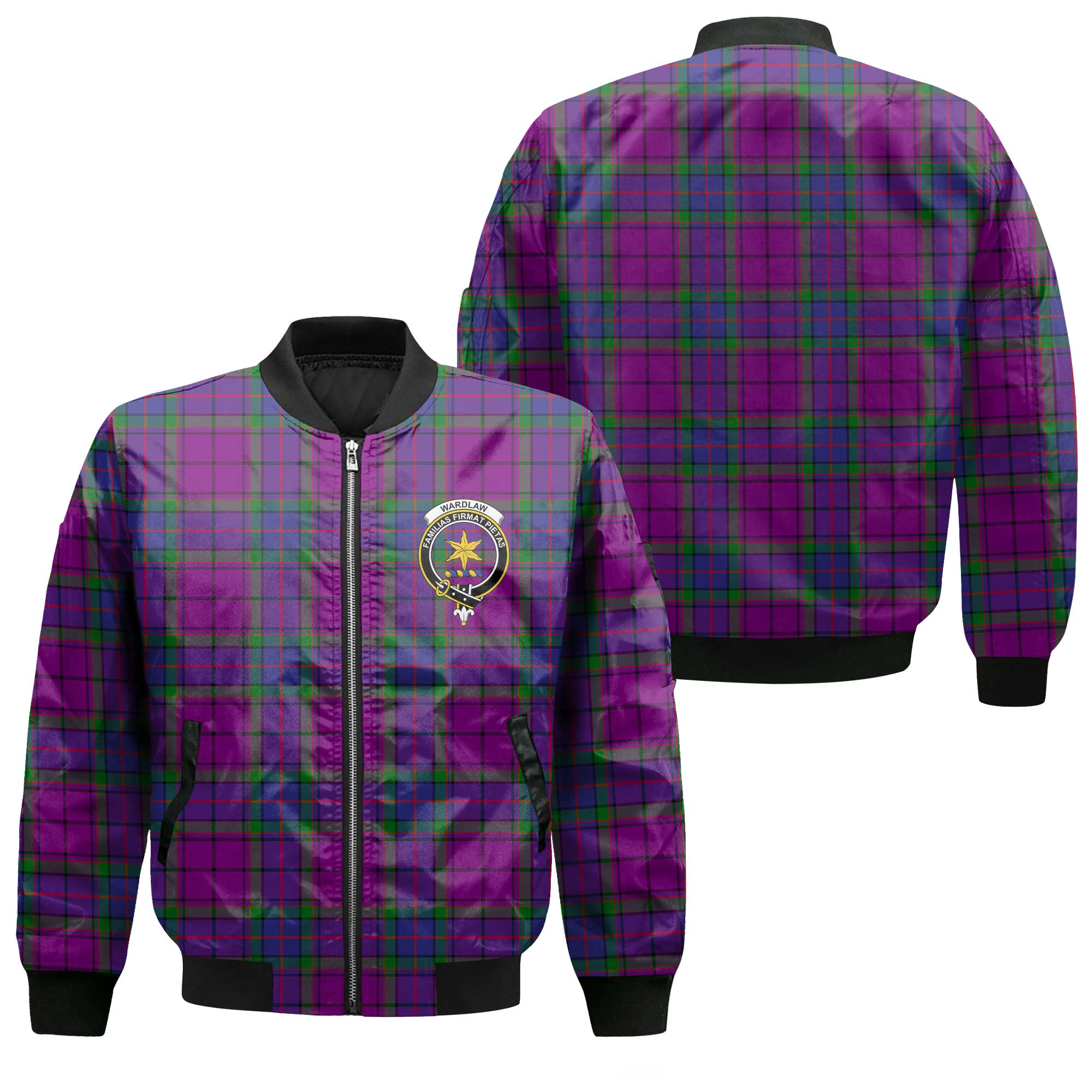 Clan Wardlaw Tartan Women Bomber Jacket Crest And Plaid Basic Style