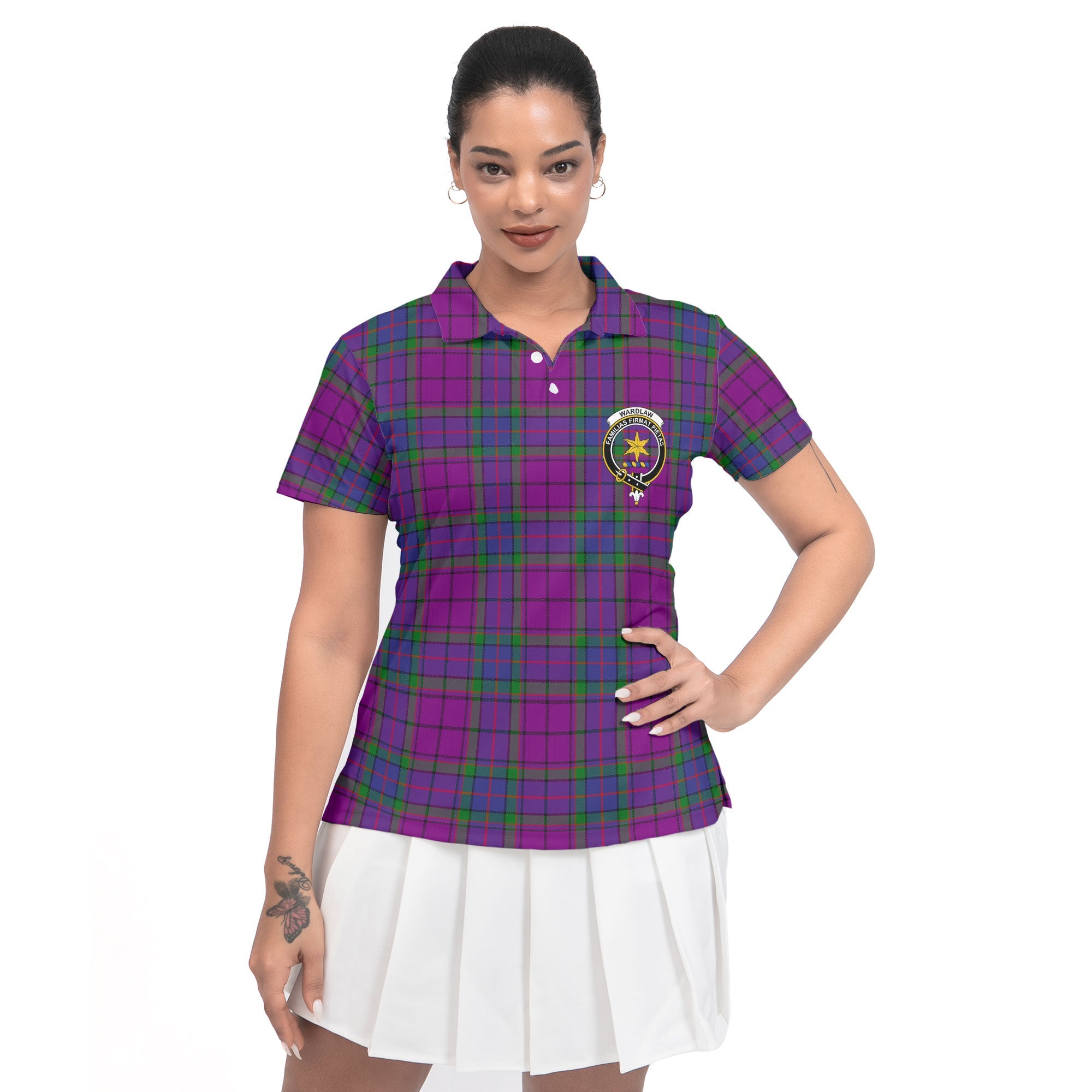 Clan Wardlaw Tartan Women Polo Shirt Crest And Plaid Basic Style