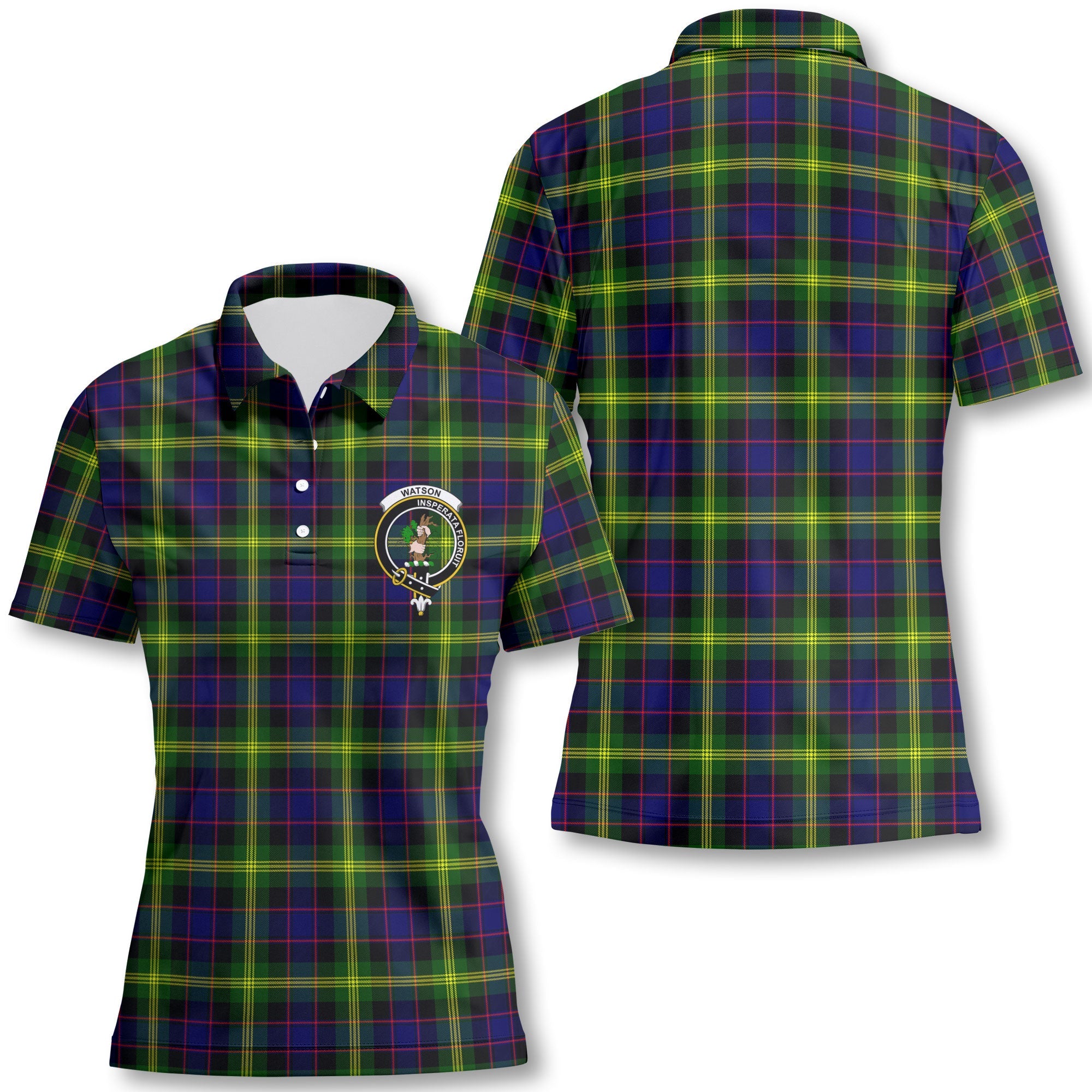 Clan Watson Tartan Women Polo Shirt Crest And Plaid Basic Style