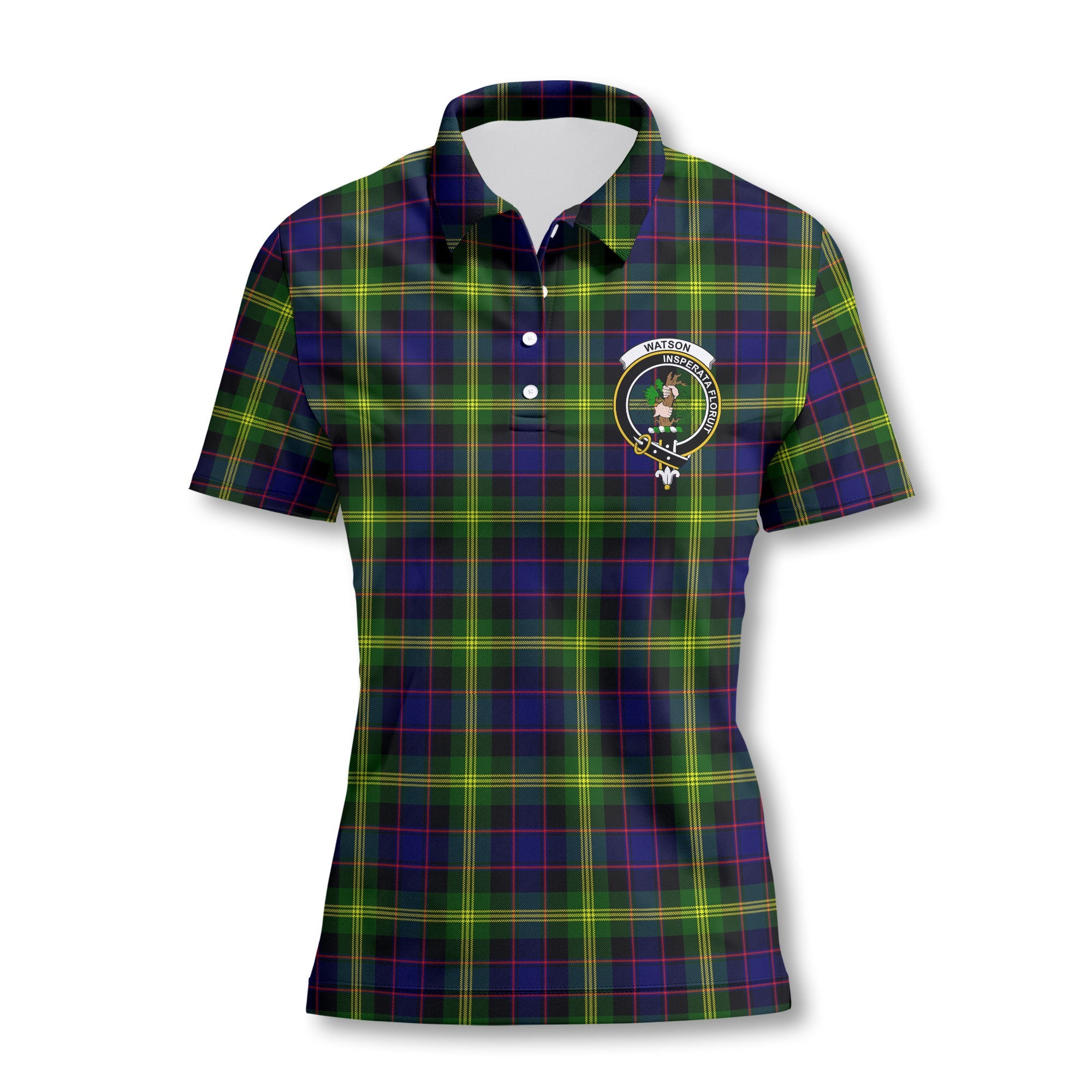 Clan Watson Tartan Women Polo Shirt Crest And Plaid Basic Style