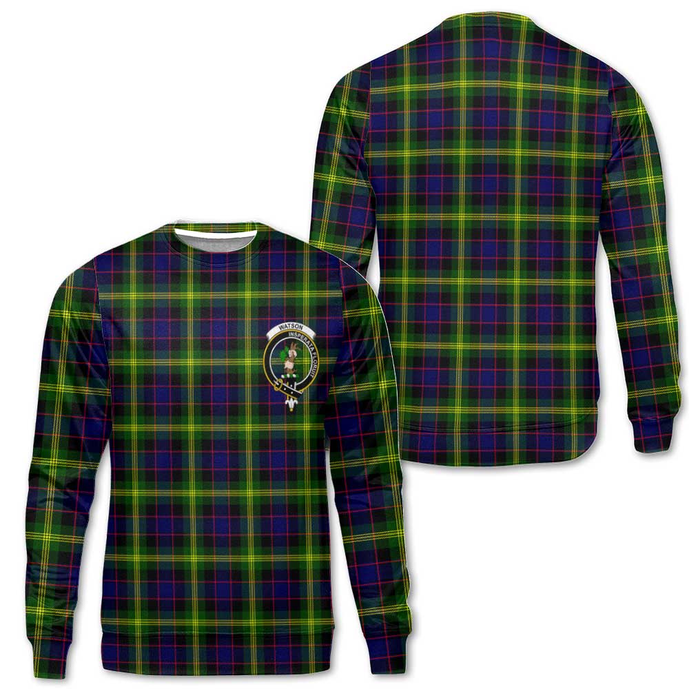 Clan Watson Tartan Women Sweatshirt Crest And Plaid Basic Style