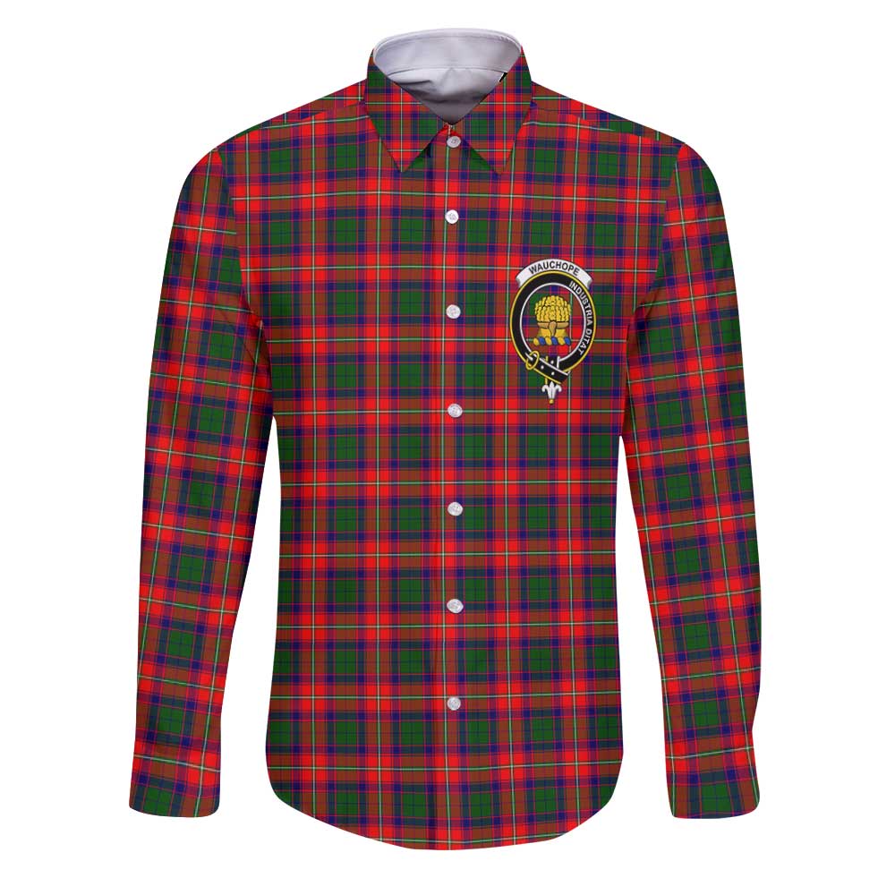 Clan Wauchope Tartan Long Sleeve Button Shirt Crest And Plaid Basic Style