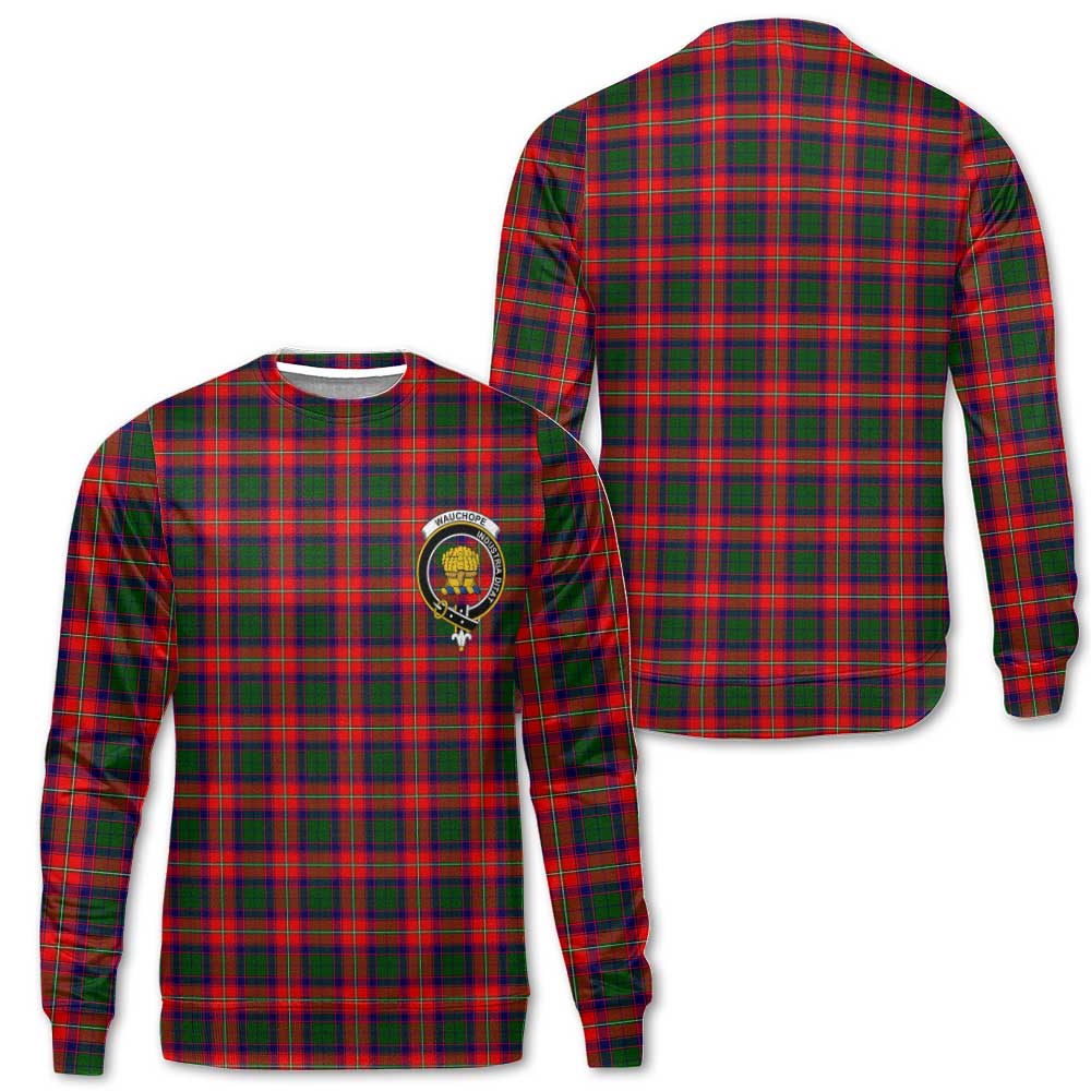 Clan Wauchope Tartan Men Sweatshirt Crest And Plaid Basic Style