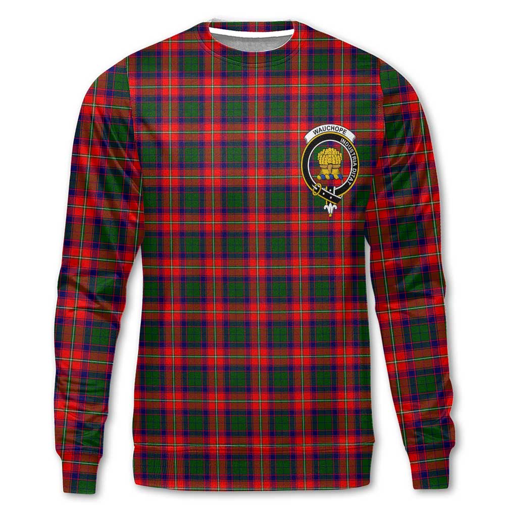 Clan Wauchope Tartan Women Sweatshirt Crest And Plaid Basic Style