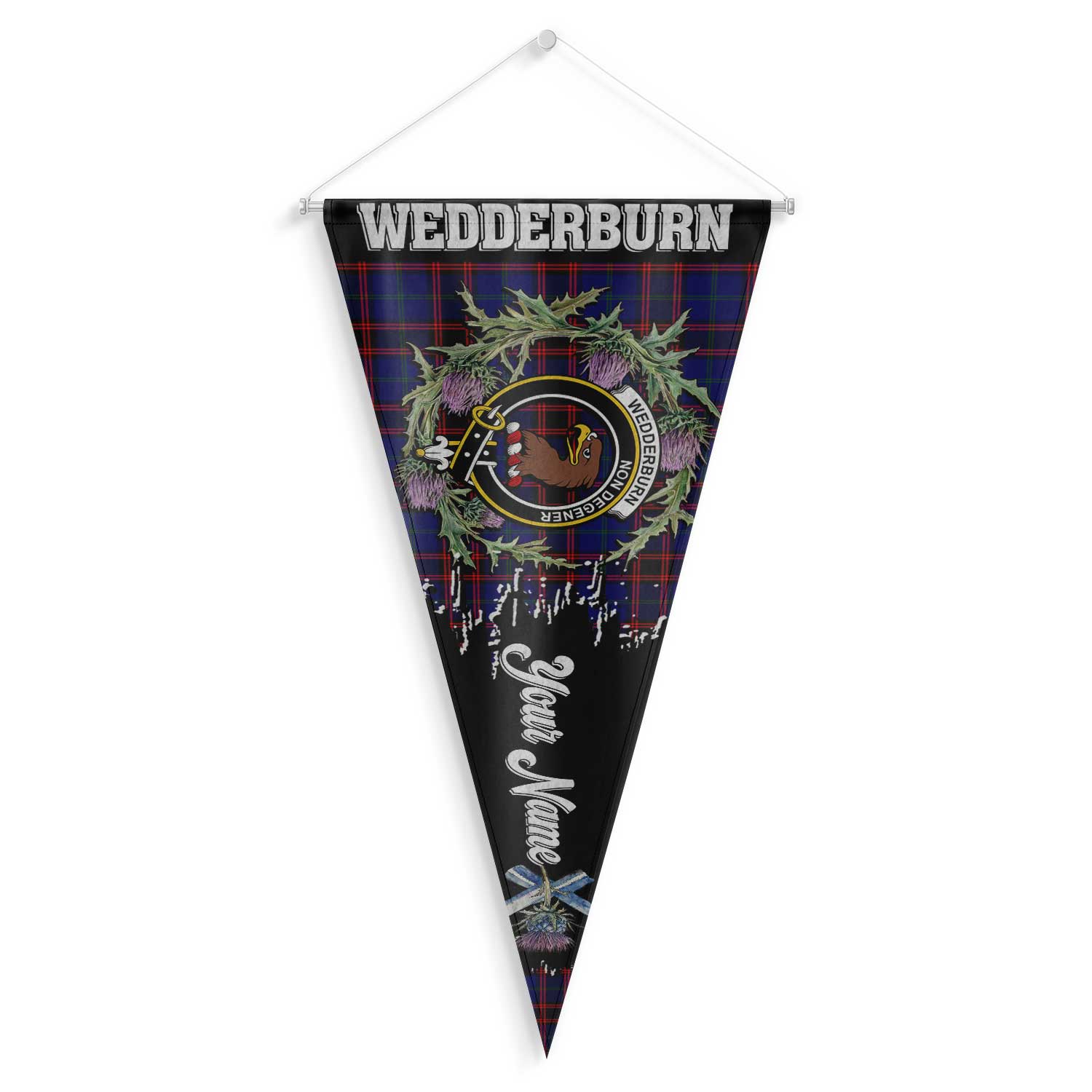 Clan Wedderburn Tartan Felt Pennant Crest And Plaid Basic Style