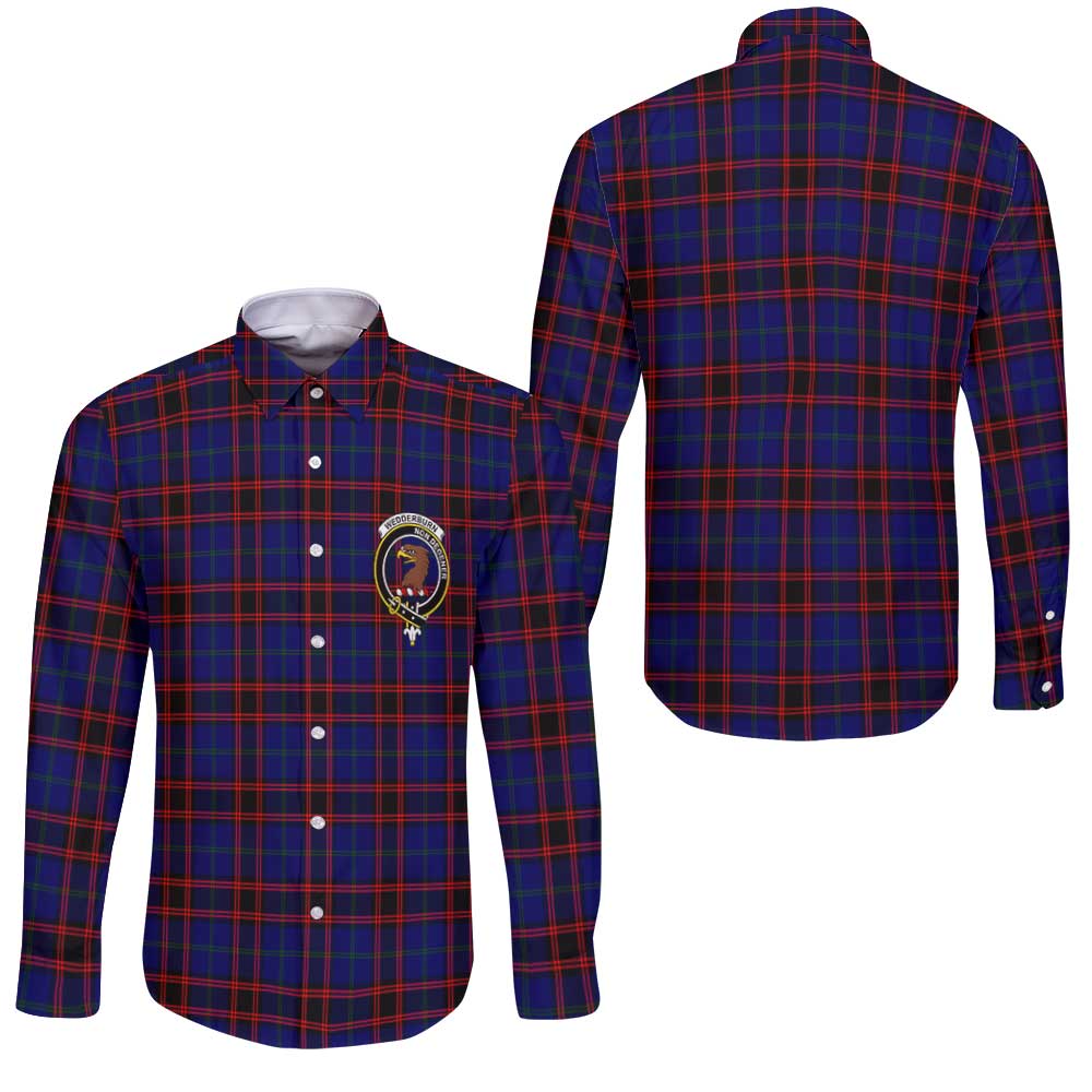 Clan Wedderburn Tartan Long Sleeve Button Shirt Crest And Plaid Basic Style