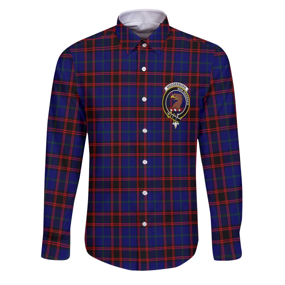 Clan Wedderburn Tartan Long Sleeve Button Shirt Crest And Plaid Basic Style
