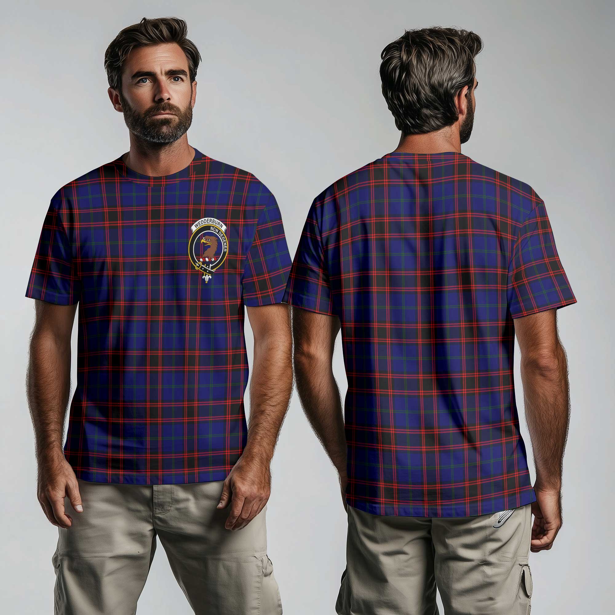 Clan Wedderburn Tartan Men T Shirt Crest And Plaid Basic Style