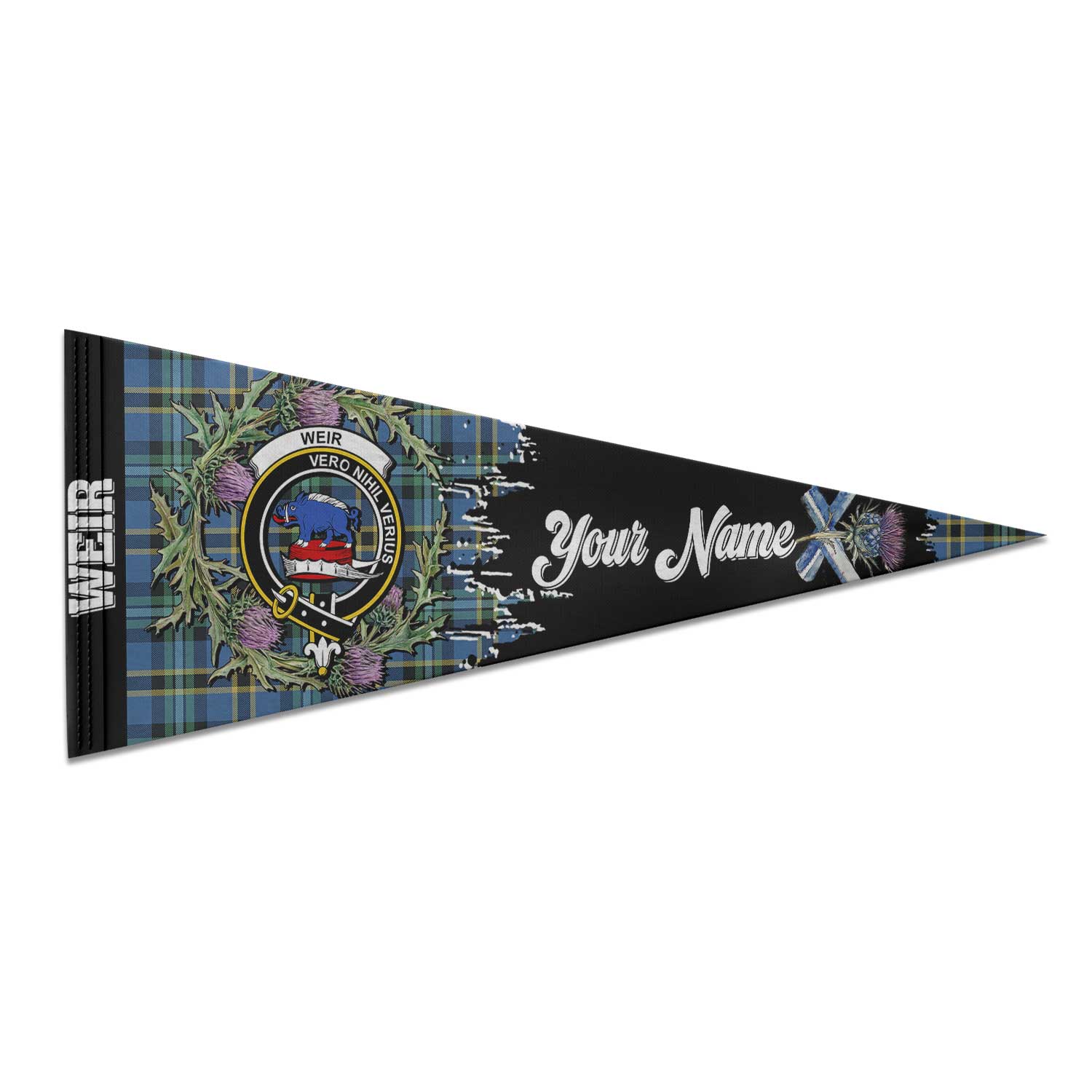 Clan Weir Tartan Felt Pennant Crest And Plaid Basic Style