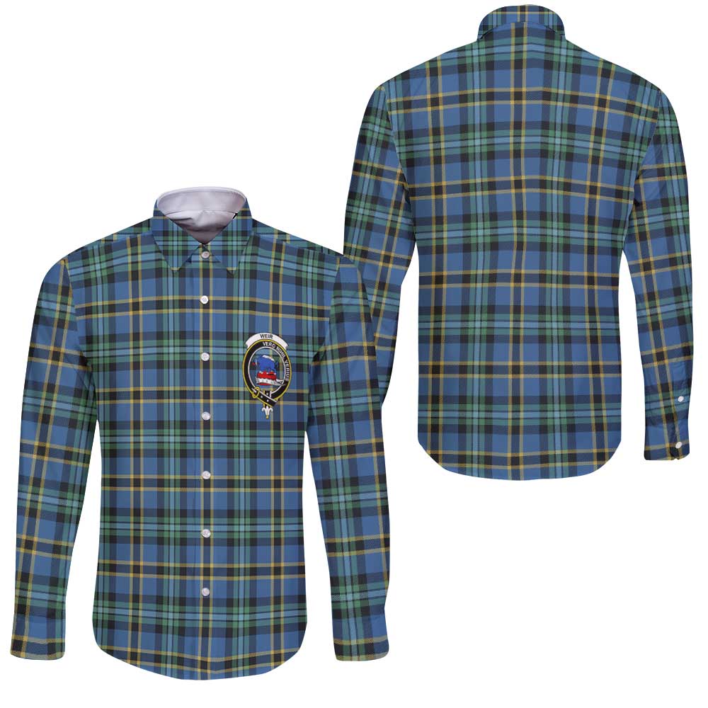 Clan Weir Tartan Long Sleeve Button Shirt Crest And Plaid Basic Style