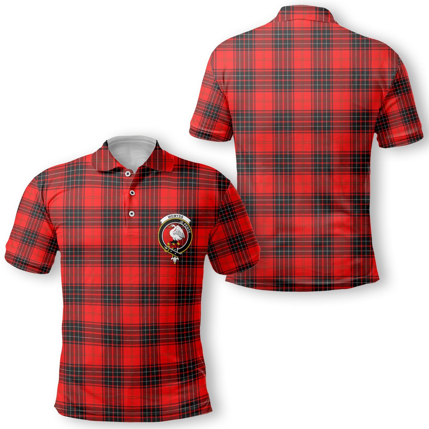 Clan Wemyss Tartan Men Polo Shirt Crest And Plaid Basic Style