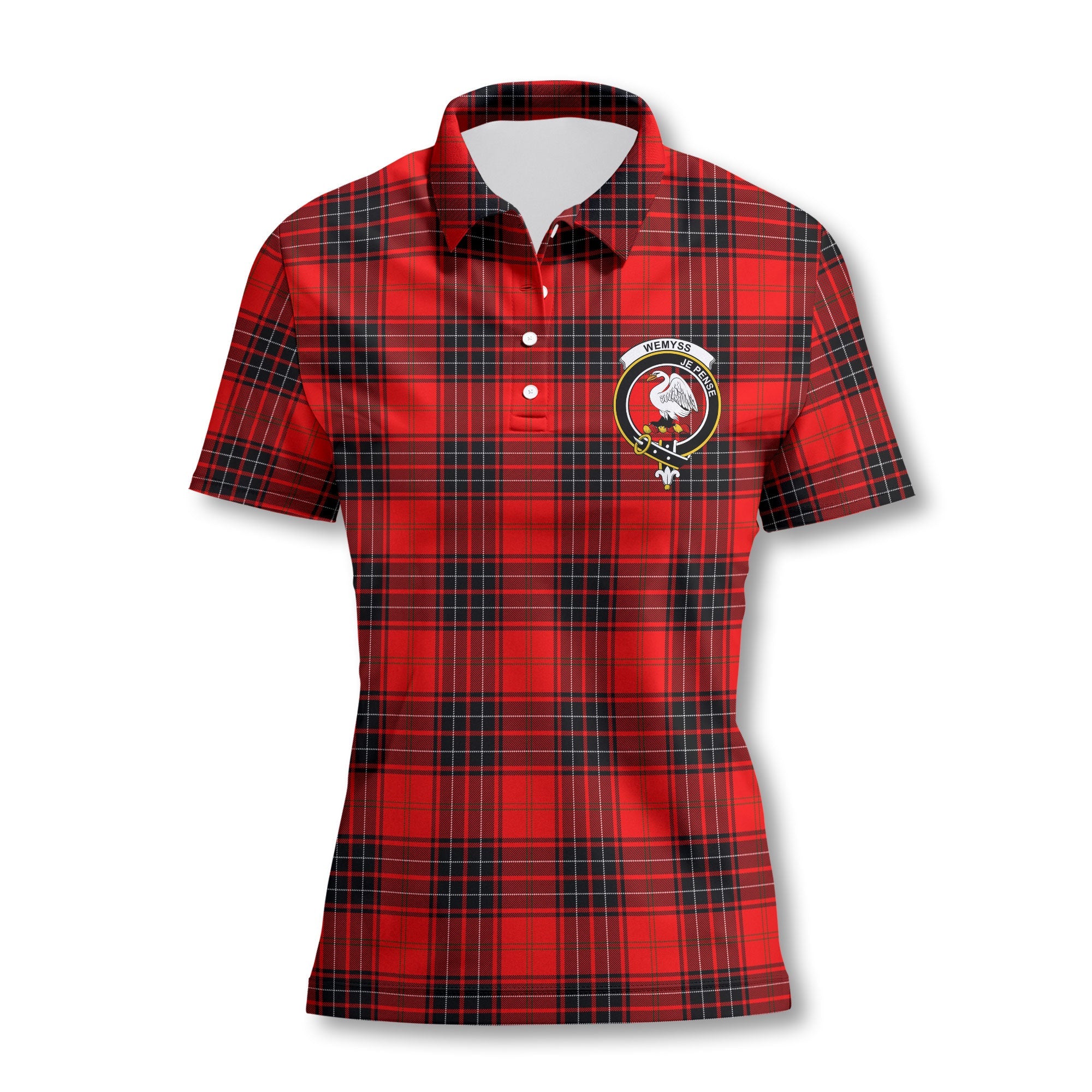 Clan Wemyss Tartan Women Polo Shirt Crest And Plaid Basic Style