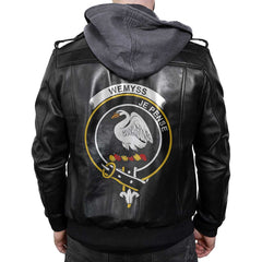 Clan Wemyss Tartan Zip Leather Jacket Crest And Plaid Basic Style