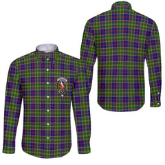 Clan Whiteford Tartan Long Sleeve Button Shirt Crest And Plaid Basic Style