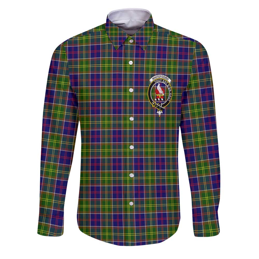 Clan Whiteford Tartan Long Sleeve Button Shirt Crest And Plaid Basic Style