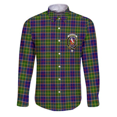 Clan Whiteford Tartan Long Sleeve Button Shirt Crest And Plaid Basic Style