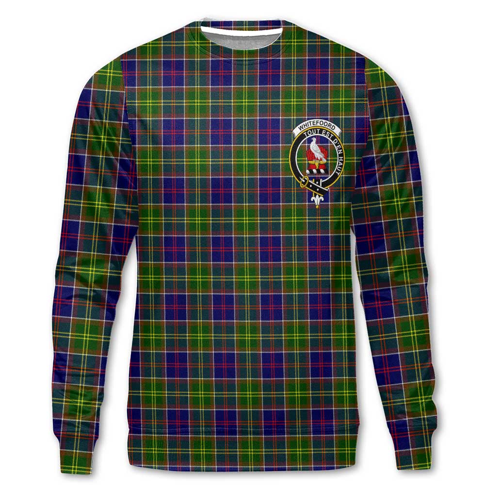 Clan Whiteford Tartan Women Sweatshirt Crest And Plaid Basic Style