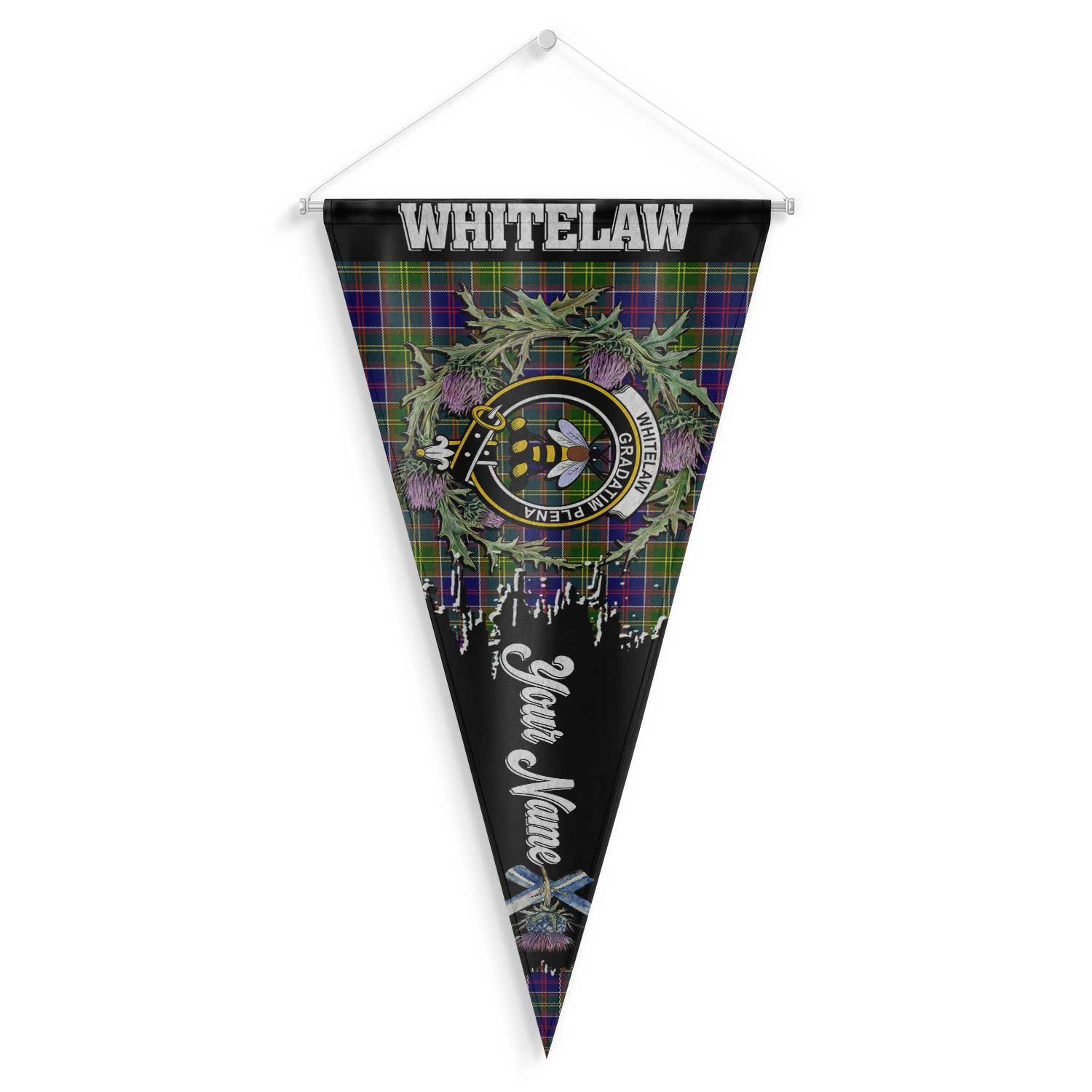 Clan Whitelaw Tartan Felt Pennant Crest And Plaid Basic Style