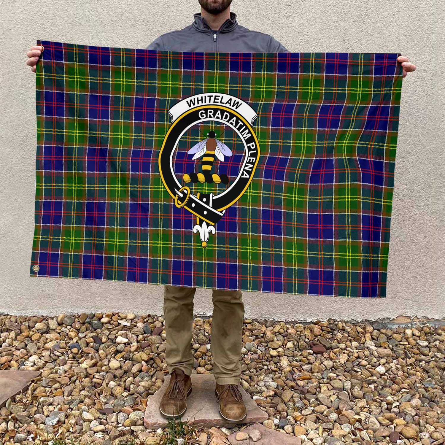 Clan Whitelaw Tartan Flag Crest And Plaid Basic Style