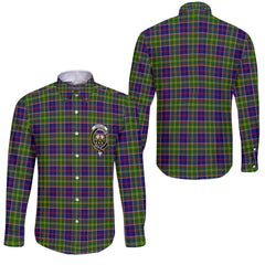 Clan Whitelaw Tartan Long Sleeve Button Shirt Crest And Plaid Basic Style