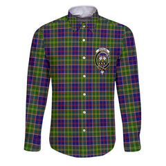 Clan Whitelaw Tartan Long Sleeve Button Shirt Crest And Plaid Basic Style