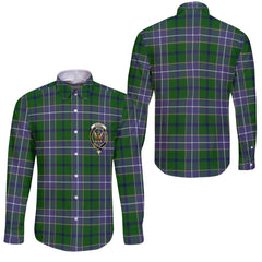 Clan Wishart Tartan Long Sleeve Button Shirt Crest And Plaid Basic Style