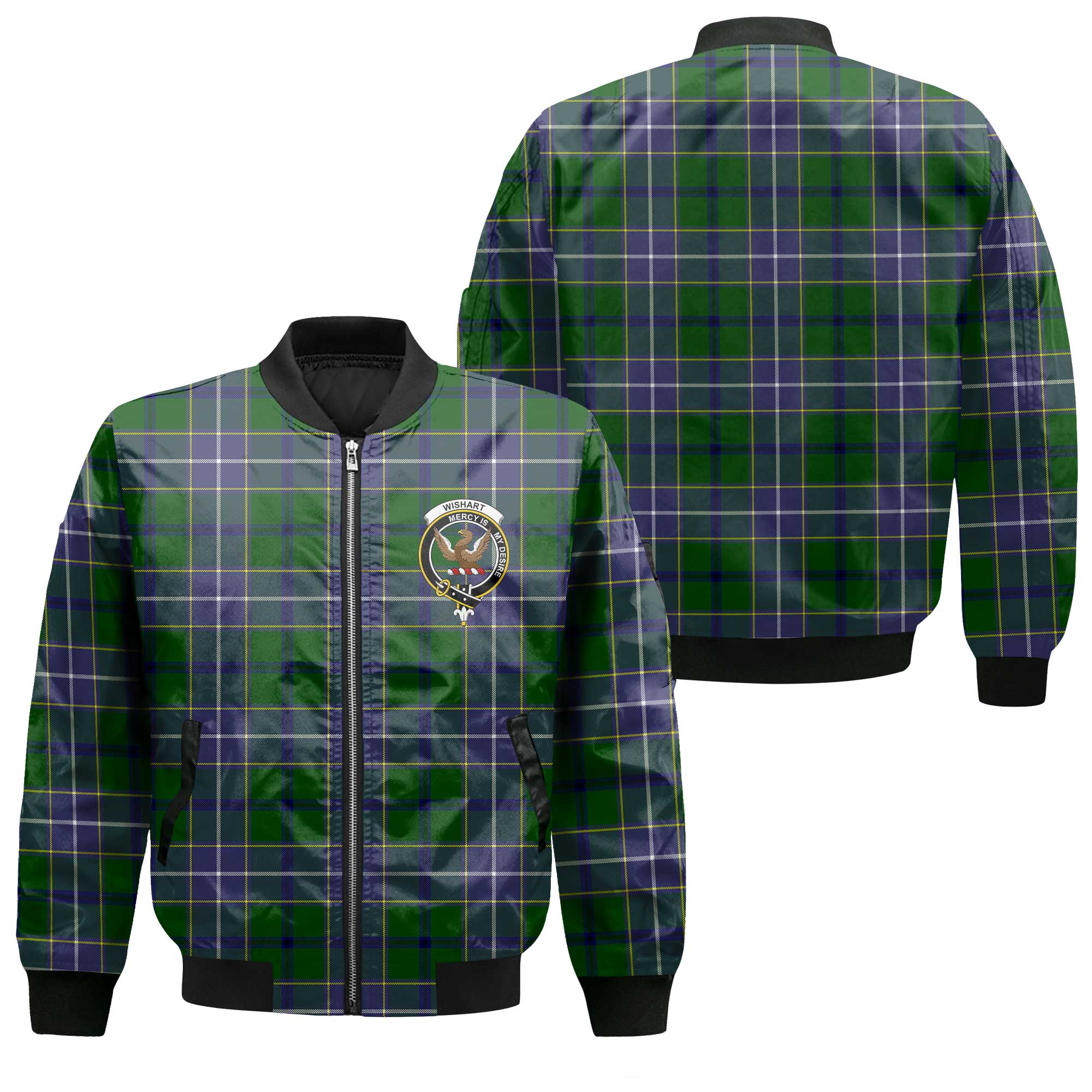 Clan Wishart Tartan Women Bomber Jacket Crest And Plaid Basic Style