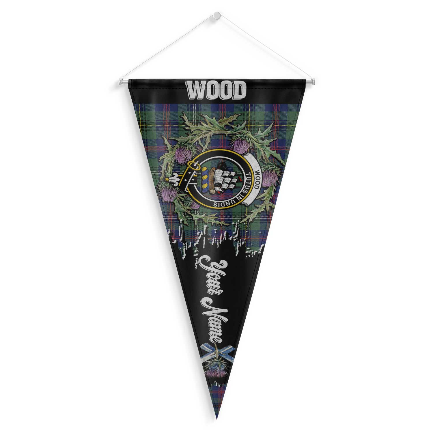 Clan Wood Tartan Felt Pennant Crest And Plaid Basic Style