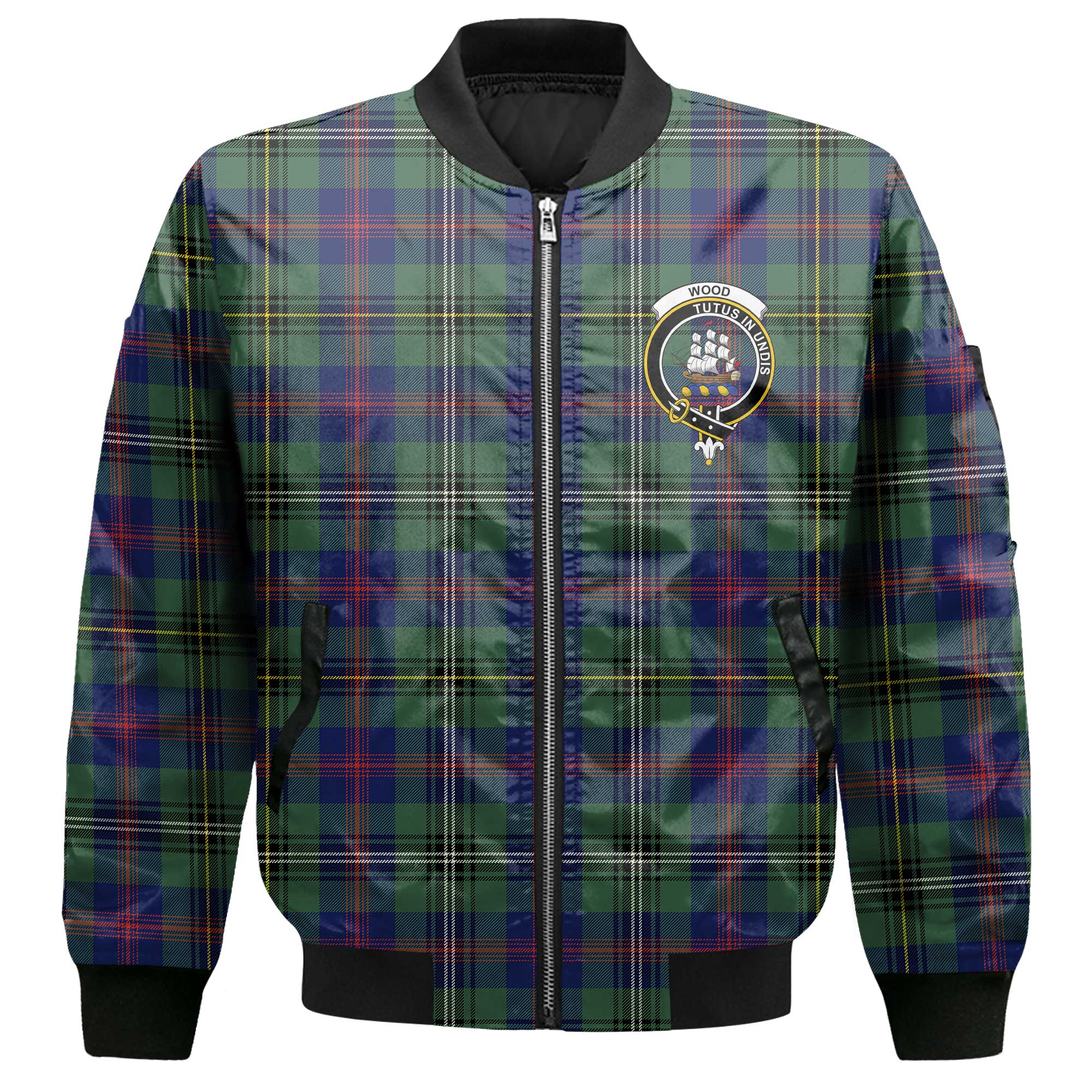 Clan Wood Tartan Women Bomber Jacket Crest And Plaid Basic Style