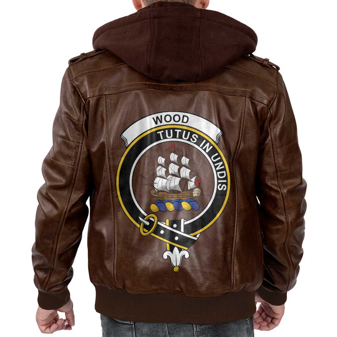 Clan Wood Tartan Zip Leather Jacket Crest And Plaid Basic Style