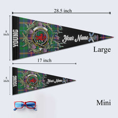 Clan Young Tartan Felt Pennant Crest And Plaid Basic Style