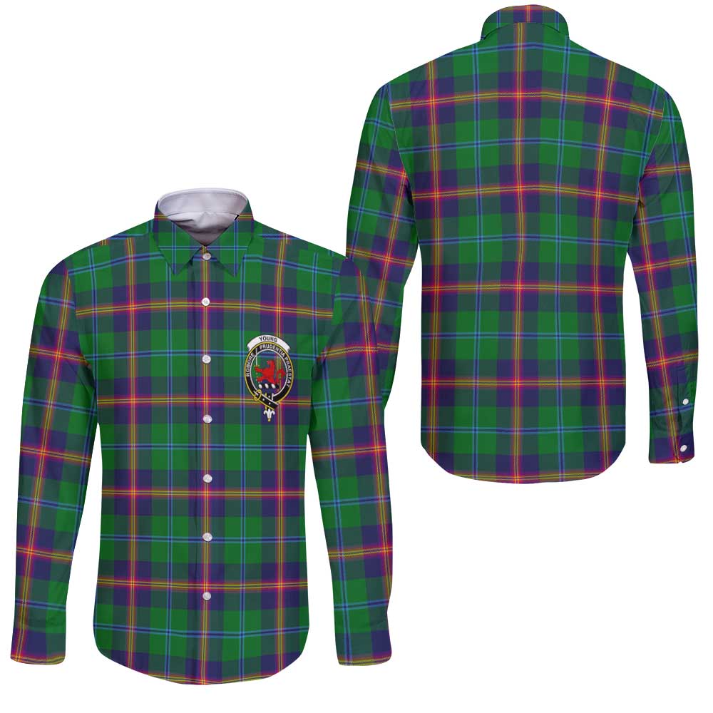 Clan Young Tartan Long Sleeve Button Shirt Crest And Plaid Basic Style