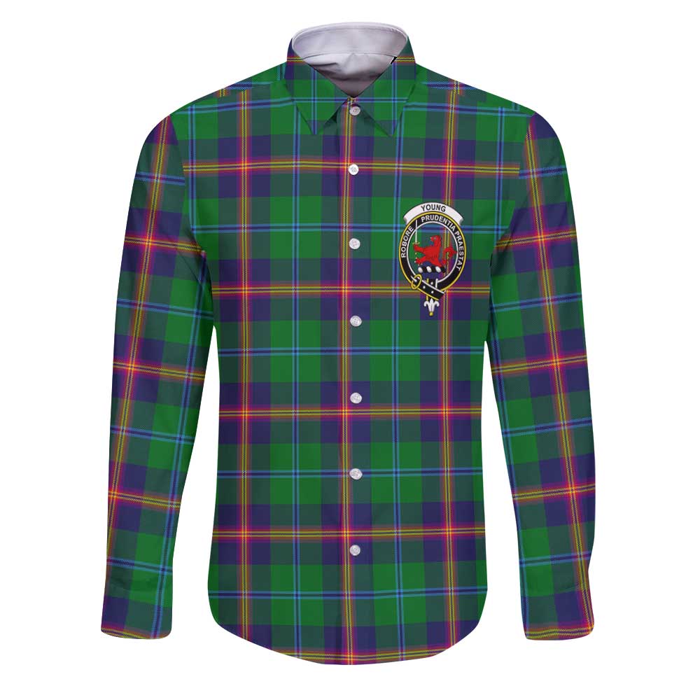 Clan Young Tartan Long Sleeve Button Shirt Crest And Plaid Basic Style