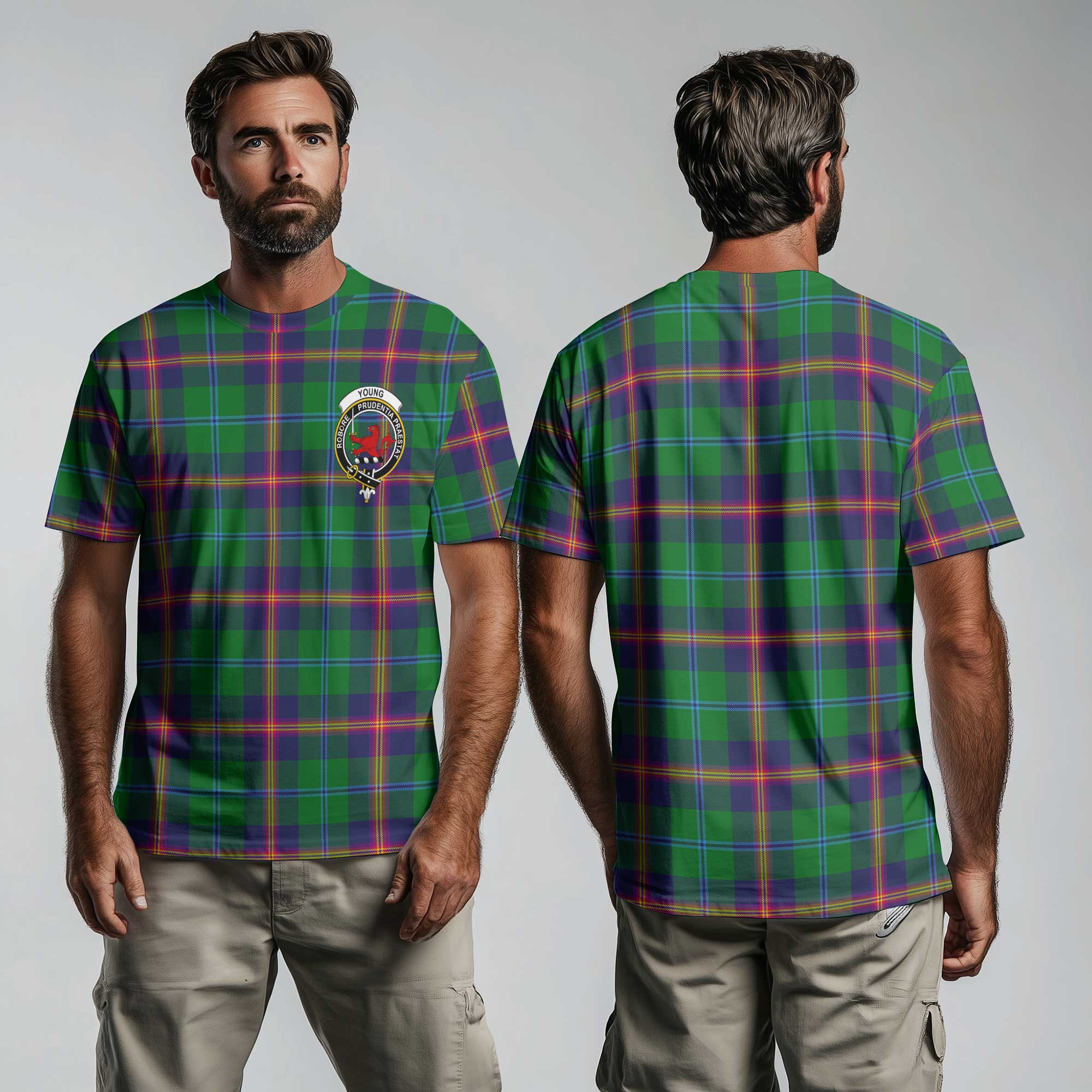 Clan Young Tartan Men T Shirt Crest And Plaid Basic Style