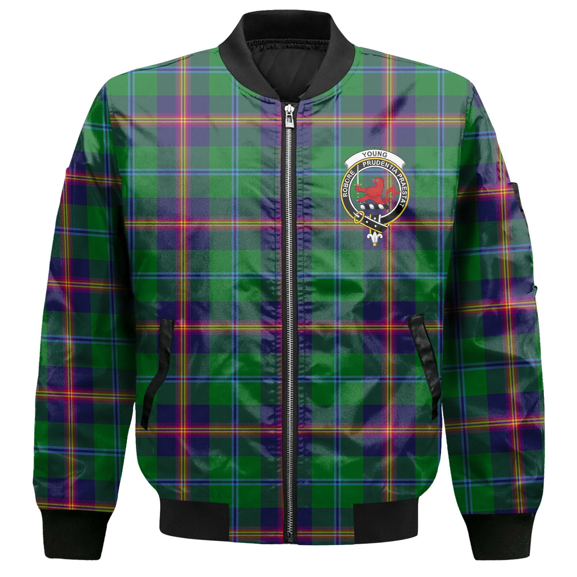 Clan Young Tartan Women Bomber Jacket Crest And Plaid Basic Style