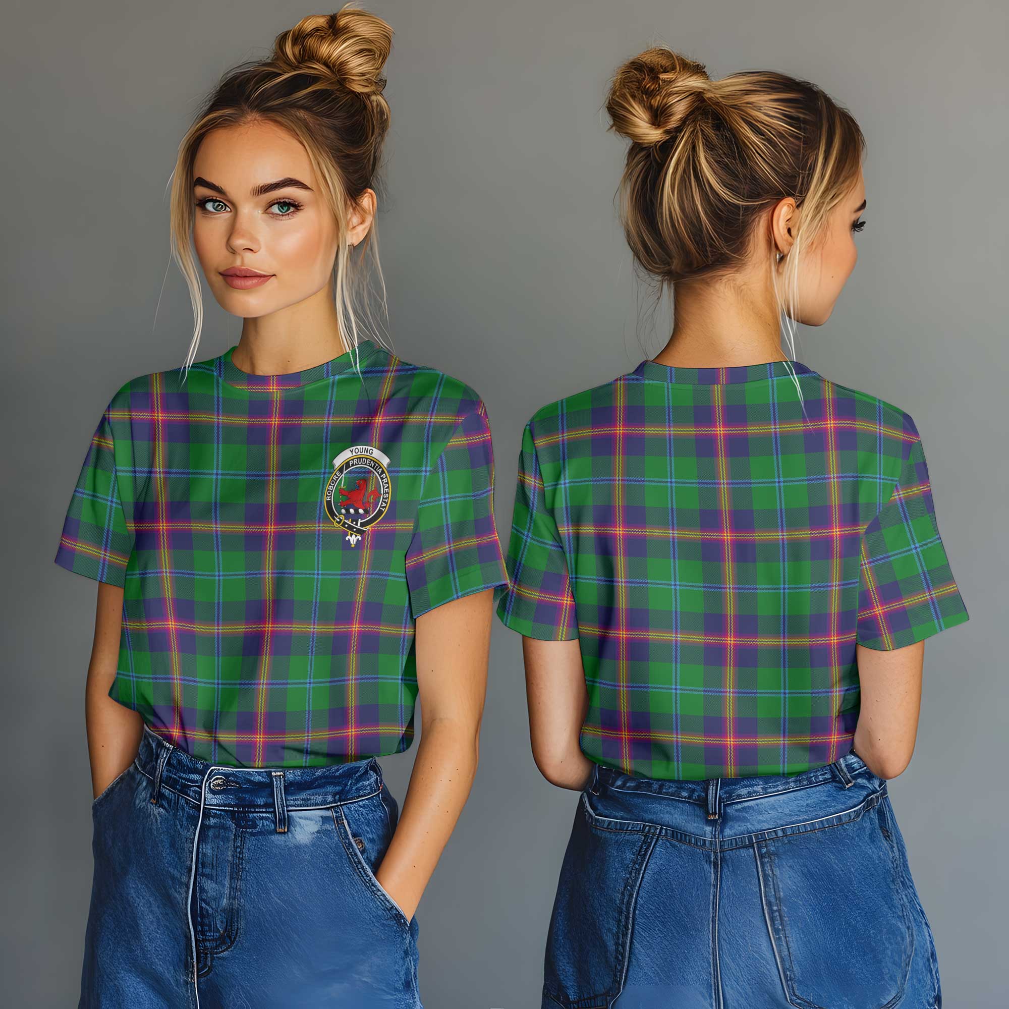 Clan Young Tartan Women T Shirt Crest And Plaid Basic Style