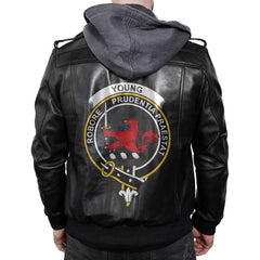 Clan Young Tartan Zip Leather Jacket Crest And Plaid Basic Style