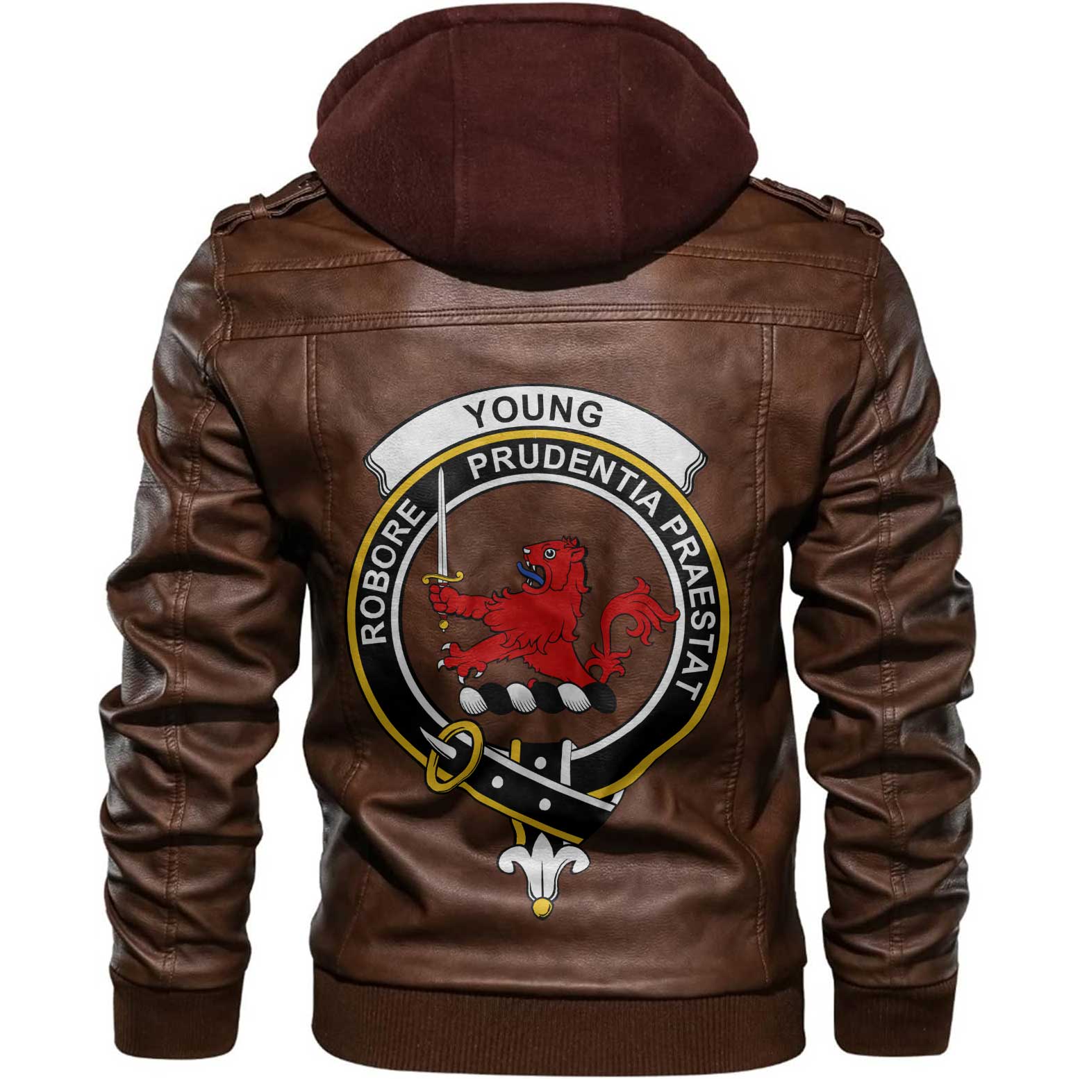 Clan Young Tartan Zip Leather Jacket Crest And Plaid Basic Style