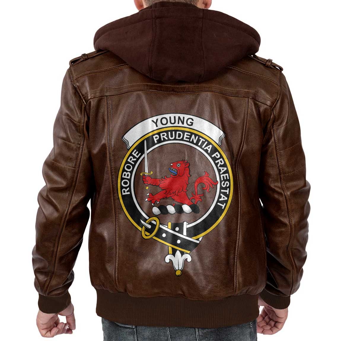 Clan Young Tartan Zip Leather Jacket Crest And Plaid Basic Style