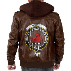 Clan Young Tartan Zip Leather Jacket Crest And Plaid Basic Style