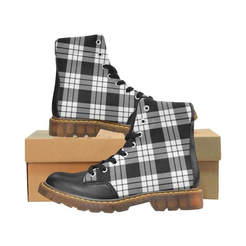 Macfarlane Black & White Tartan Plaid Apache Boots