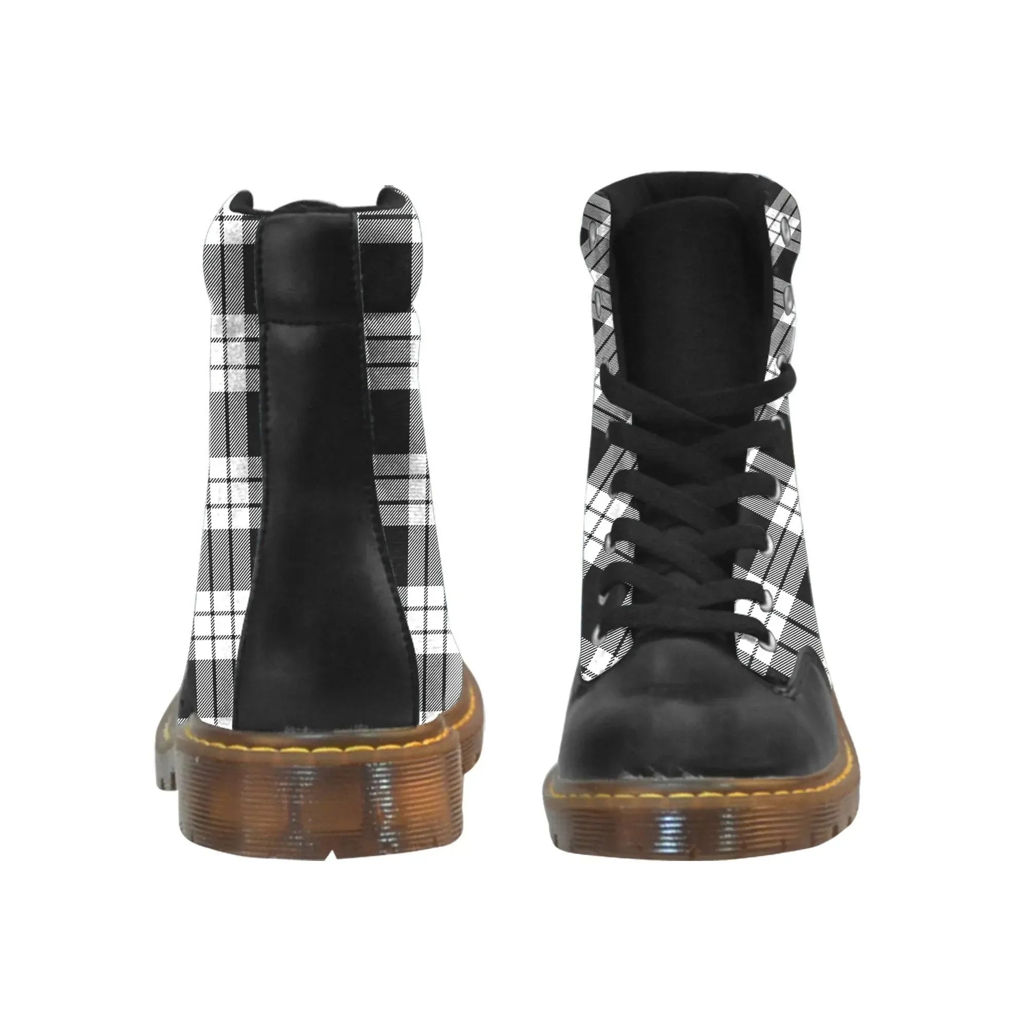 Macfarlane Black & White Tartan Plaid Apache Boots