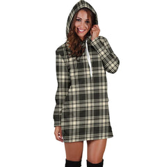 Menzies Black & White Ancient Tartan Plaid Hoodie Dress