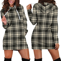Menzies Black & White Ancient Tartan Plaid Hoodie Dress